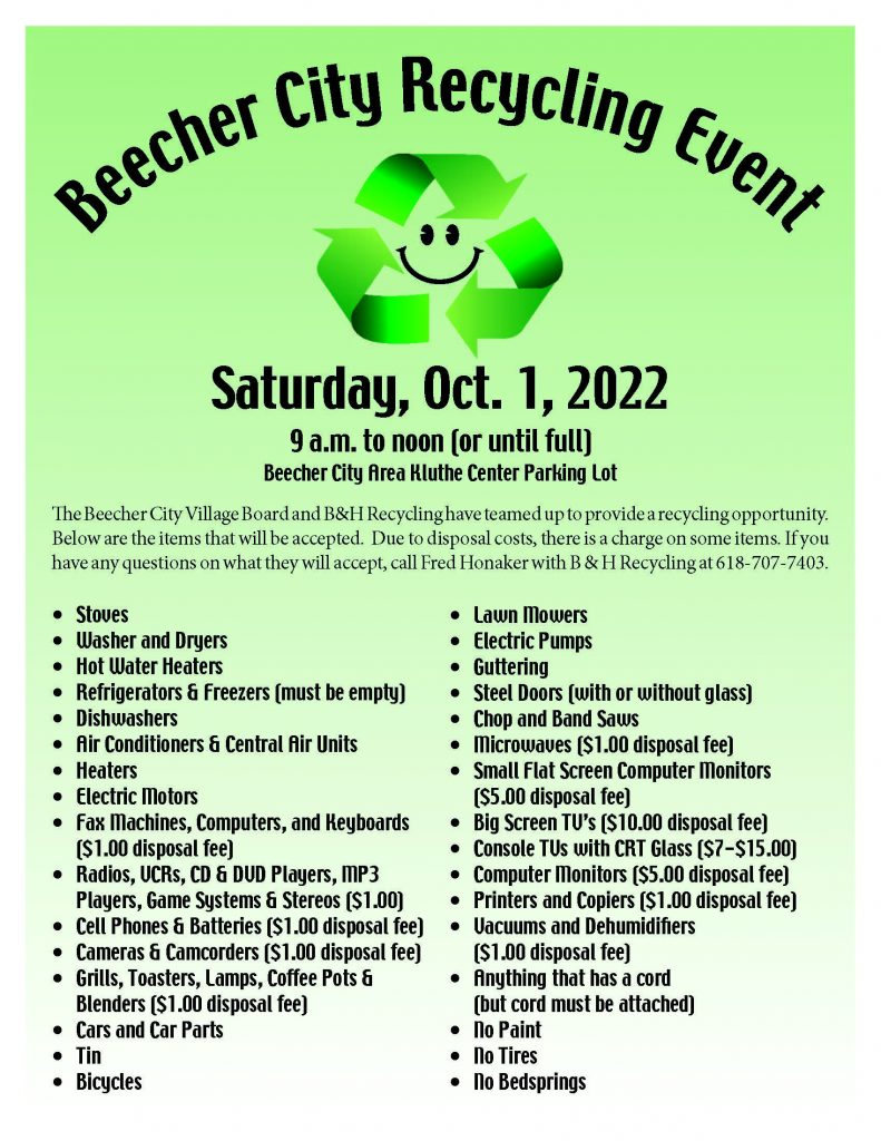 Beecher City Recycle Event Effingham County Chamber