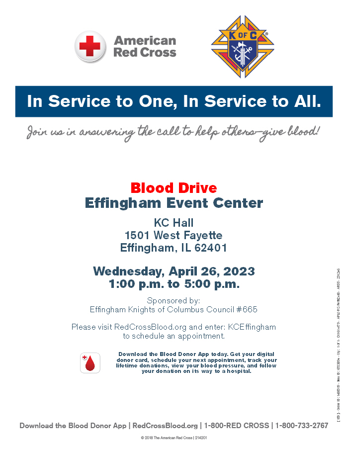 Community Blood Drive Effingham Event Center/Knights of Columbus Effingham County Chamber