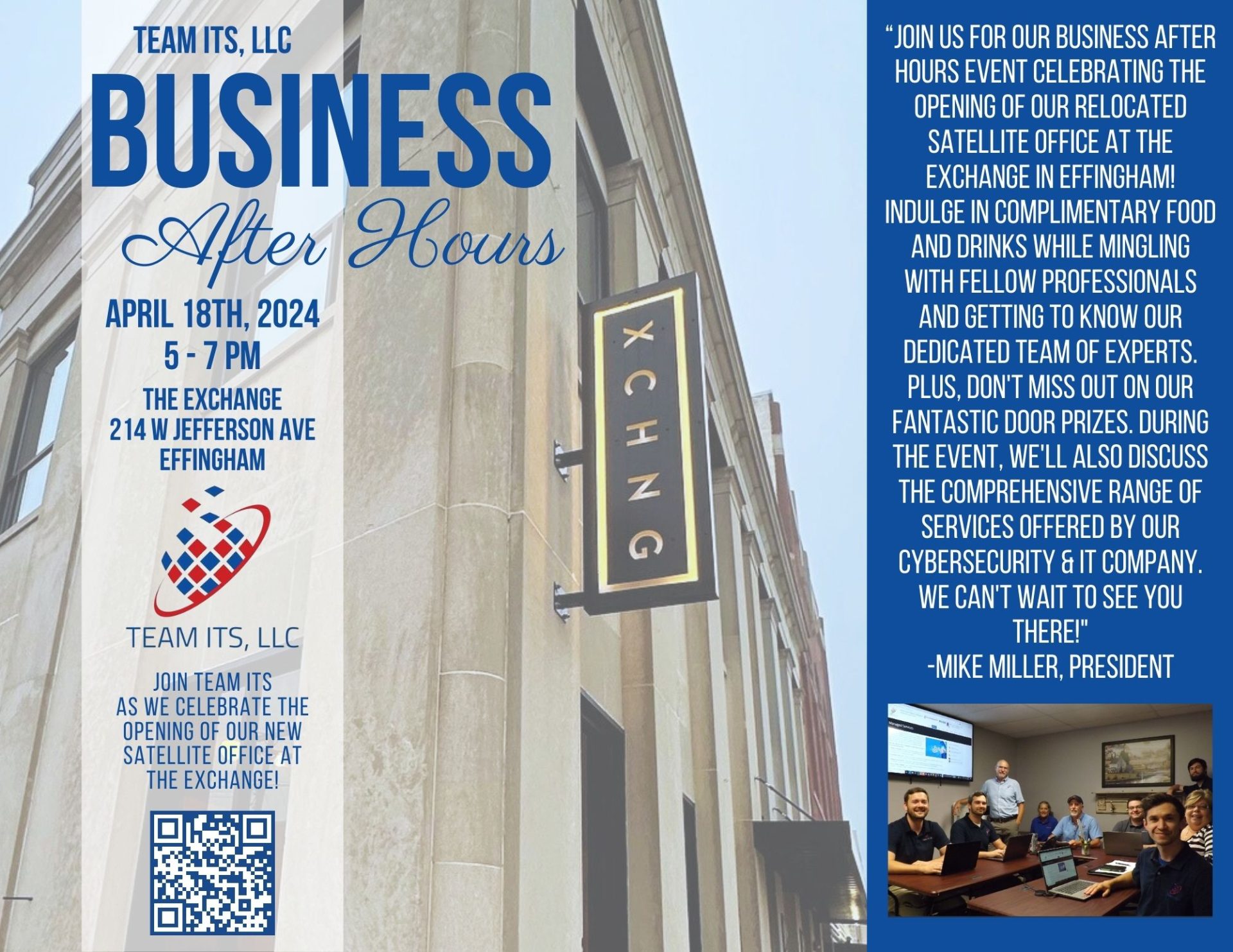 Business After Hours TEAM ITS Hosting at The XCHNG Effingham County